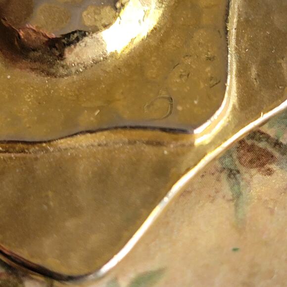 Brooch Women Vintage Pin Modernist Gold Tone Hammered Abstract Brooch - Picture 8 of 10